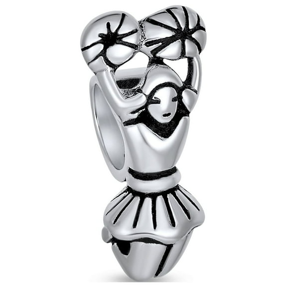 Bling Jewelry Womens School Spirit Cheerleader Charm Bead Sterling Silver for European Bracelet