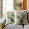 thumbnail image 6 of Spring Floral Butterflies Throw Pillow Covers 18X18 Inches Set of 2 Multi Colored Flowers Mason Jar Pillowcase Soft Cotton Linen Square Spring Cushion Covers for Home Sofa Patio Bedroom, 6 of 6