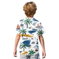 thumbnail image 5 of Abcomgle Youth Hawaiian Shirts Boys Cartoon Palm Tree Print Beach Shirts for Boys Button Down Short Sleeve Vacation Hawaii Shirts,Royal Blue,7-8Years, 5 of 5