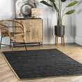 thumbnail image 2 of nuLOOM Koda Solid Leather Flatweave Area Rug, 8' 6" x 11' 6", Black, 2 of 5