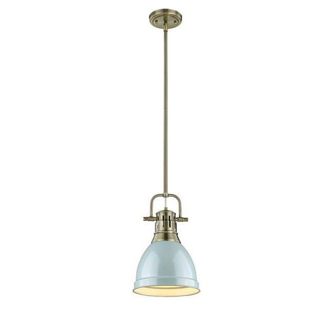 Golden Lighting 3604-S AB-SF Duncan AB Petit Pendentif avec Rod&44; Or - Nuances de Mousse de Mer