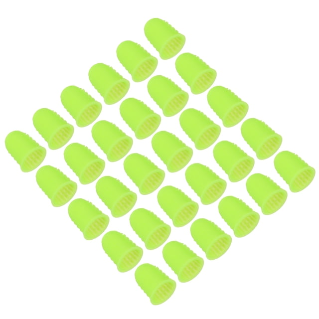Puntas de dedo de goma Uxcell, paquete de 30, protectores de dedo de silicona, cubiertas de dedal para contar en la oficina, costura, tamaño pequeño verde hierba