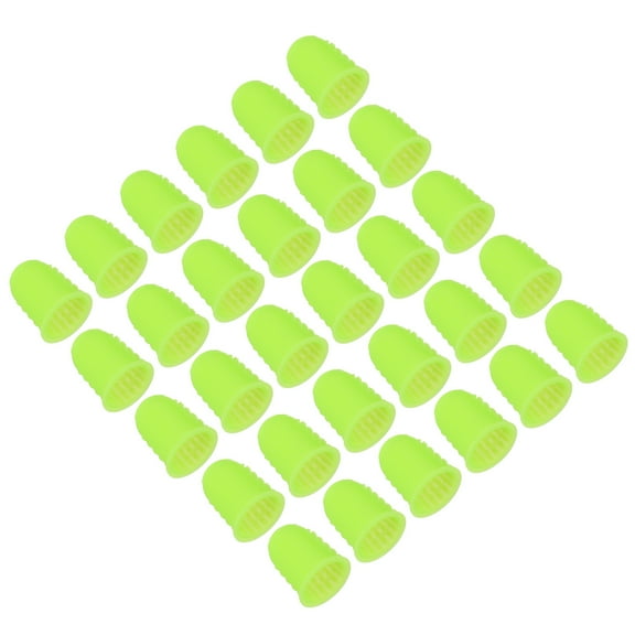 Uxcell Rubber Finger Tips, 30 Pack Silicone Thumb Fingertip Protector Finger Cots Covers Guard Pads Thimble Grips for Office Counting Sewing, Grass Green Small Size