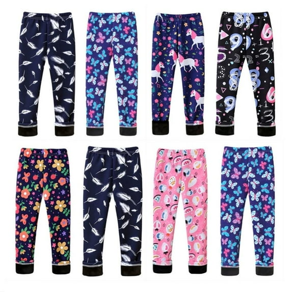 Baozhu 3-10Y Children's Girls Pants 2PCS Autumn Winter Trousers Warm Leggings Thicken Velvet Print Kids Pants Baby Girl Warm Legging
