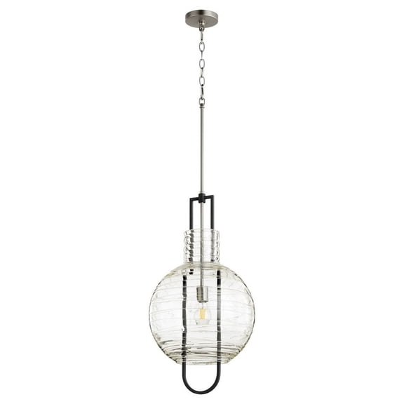 14 Inch 1 Light Pendant-Noir/Satin Nickel Finish    -Traditional Installation Quorum Lighting 89-14-6965