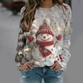 thumbnail image 3 of Uootdi Christmas Sweatshirts for Women Gift Christmas Trees Snowflake Snowman Reindeer Sequined Print Blouse Long Sleeve T Shi rts for Women, 3 of 7