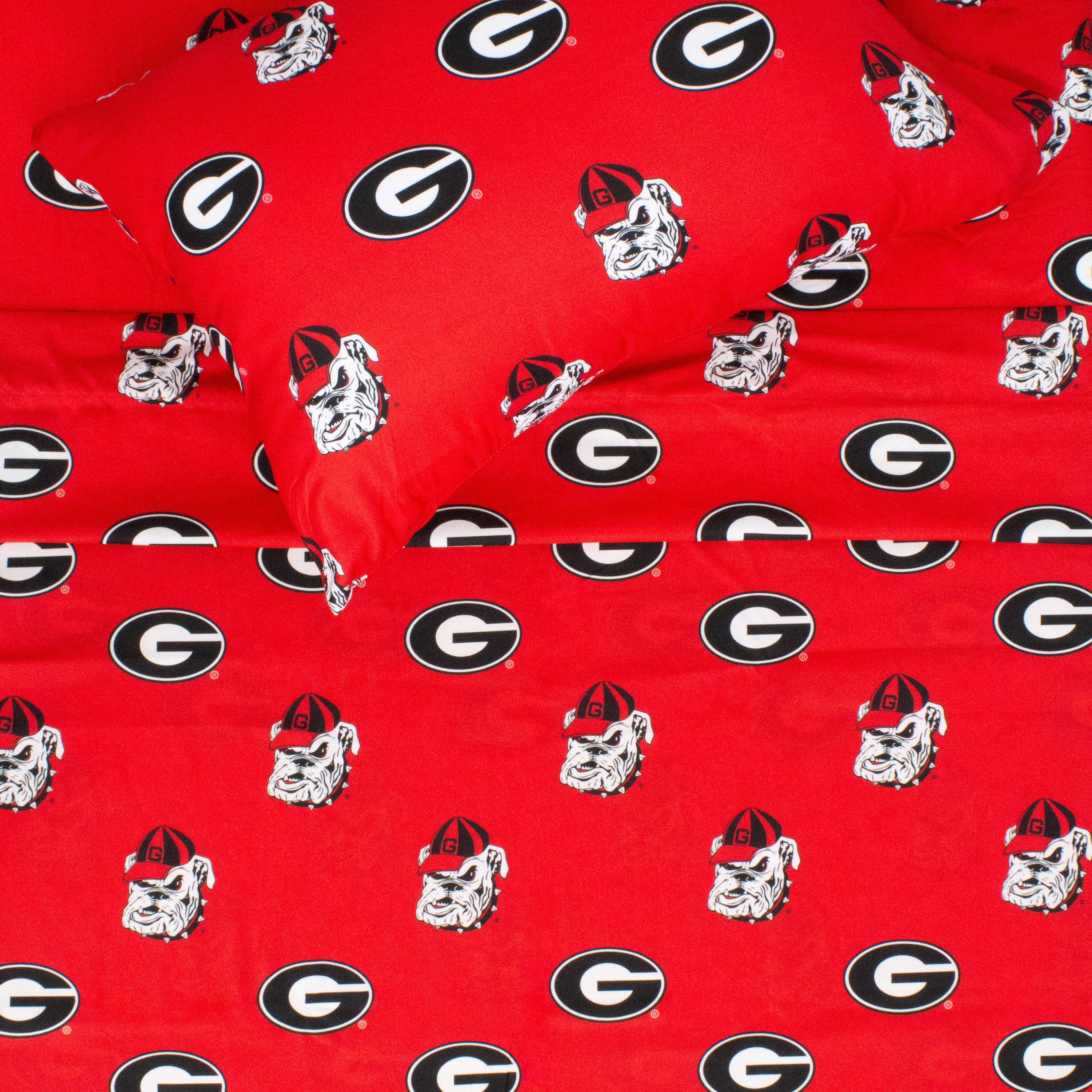 Georgia Bulldogs Bed Sheet Set Red King 299 and Below, 300 - 499