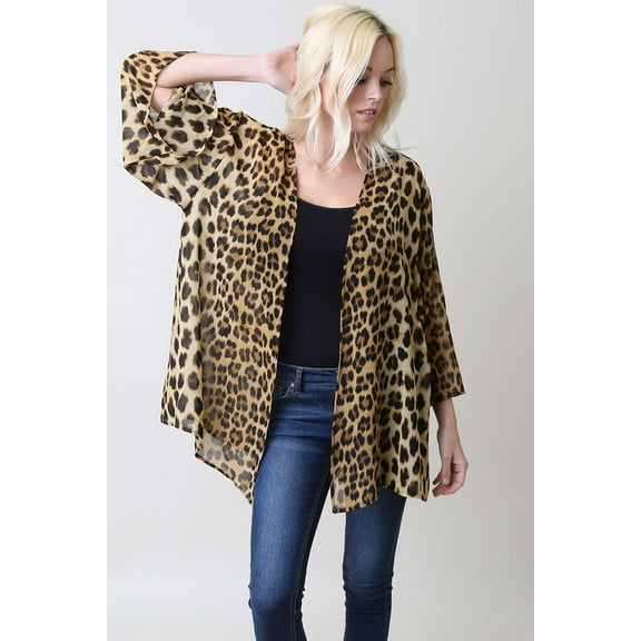 Melody Leopard Print Chiffon Cardigan, Sweaters (Women's)