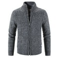 thumbnail image 4 of TUWABEII Christmas Sweaters for Mens,Mens Zip Up Knitted Cardigan Thick Sweater Stand Collar Fleece Lined Warm, 4 of 8