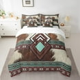 thumbnail image 2 of Geometry Aztec Bed in a Bag Queen Comforter Set 7 Piece Farm Animals Cowhide Bedding Sets,Southwestern Sheet Set with Comforter Geometric Diamond Bed Set,Cowboy Western Home Decor, 2 of 5