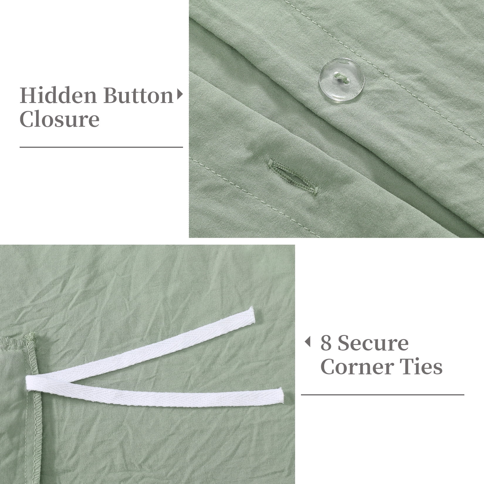 HOMERRY Twin Size Ruffles Pattern Soft Breathable Comforter Cover Farmhouse Bedding Set, 2Pcs, Green, 68×90 in
