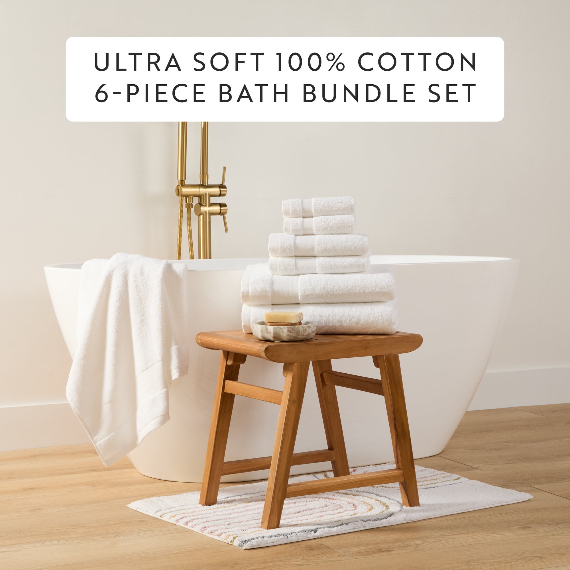 6-Pack Bathroom Essentials Bath Towel Set in White - Soft and Absorbent for Quick Drying by Comfort Canopy