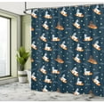 thumbnail image 4 of Ambesonne Cartoon Shower Curtain, Rabbits Flying on Carrot, 69"Wx75"L, Petrol Blue Orange, 4 of 4