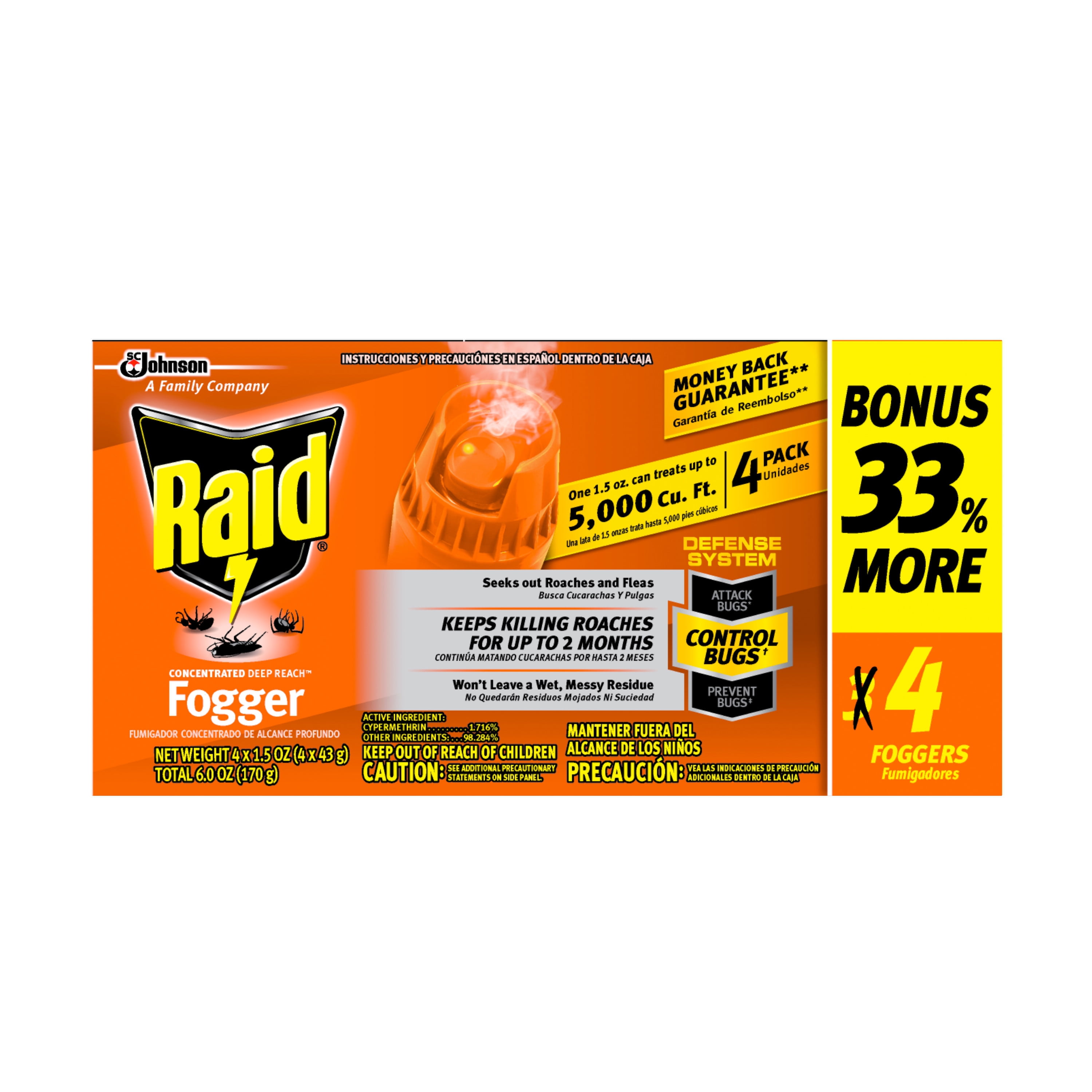 Raid Concentrated Deep Reach Fogger, 1.5 oz, 4 cans