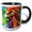 Black/White, variant on 3drose, Cool Colorful Rooster Portrait. Chic Digital Painting Gift, Card, 11oz Two-tone Yellow Mug