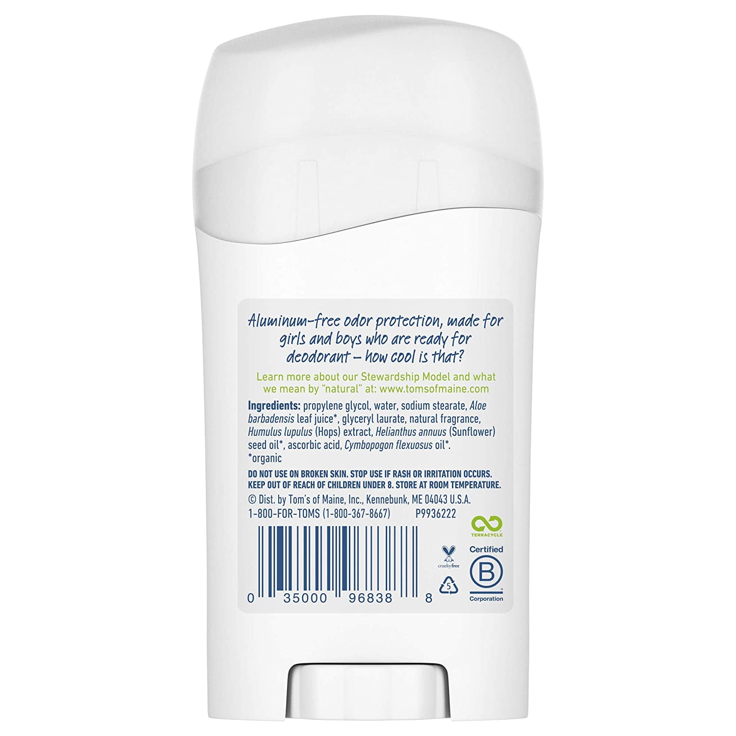 Tom's of Maine Aluminum-Free Wicked Cool! Natural Deodorant for Kids, Summer Fun, 1.6 oz. 3-Pack