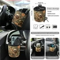 thumbnail image 5 of Jeiento Flower Sloth 15 PCS Car Seat Cover Set, with Steering Wheel Cover Seat Belt Covers Trash Can Air Vent Phone Holder Rear View Mirror Cover Cup Coasters Key Chain Car Accessories, 5 of 7