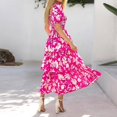 thumbnail image 3 of Aellinatey Womens Square Neck Smocked Dress Puff Short Sleeve Floral Casual Ruffle Tiered Maxi Wedding Guest Dresses, 3 of 7