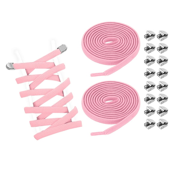 3Pairs No Tie Shoe Laces, Elastic Tieless Shoelaces with End Clips, Light Pink