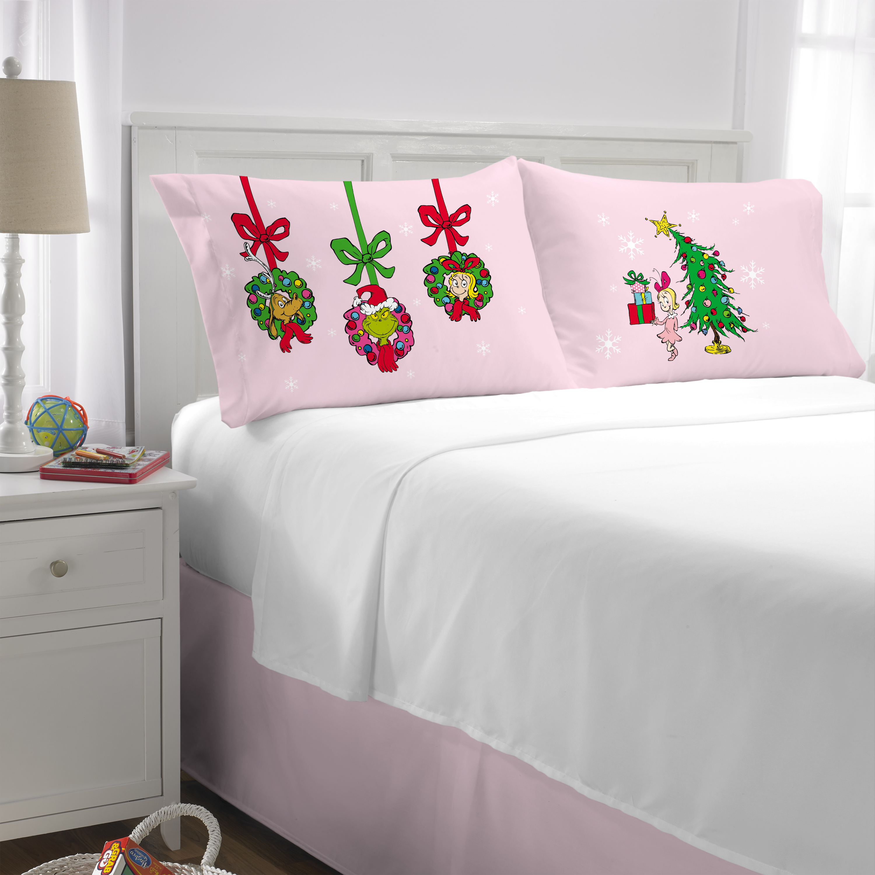 Grinch Pink Reversible Silky Satin Pillowcase, Standard Size, 2-Pack