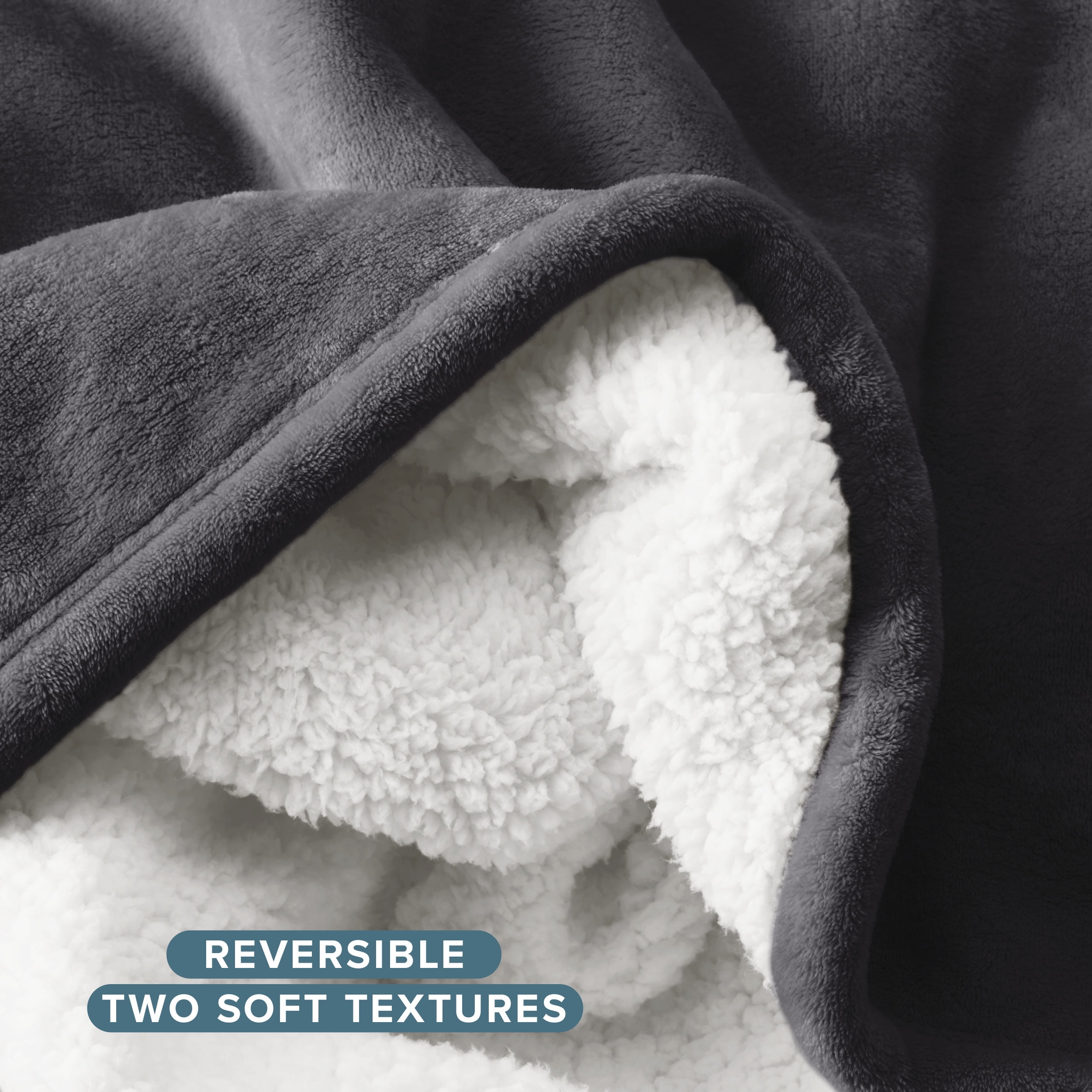 Bare Home Plush Sherpa Bed Blanket - Fluffy & Soft - Reversible - Lightweight - Full/Queen, Forged Iron Gray