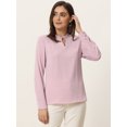 thumbnail image 3 of Women's Pleated Mock Neck Pearl Decor Elegant Work Blouse Top M Pink, 3 of 6