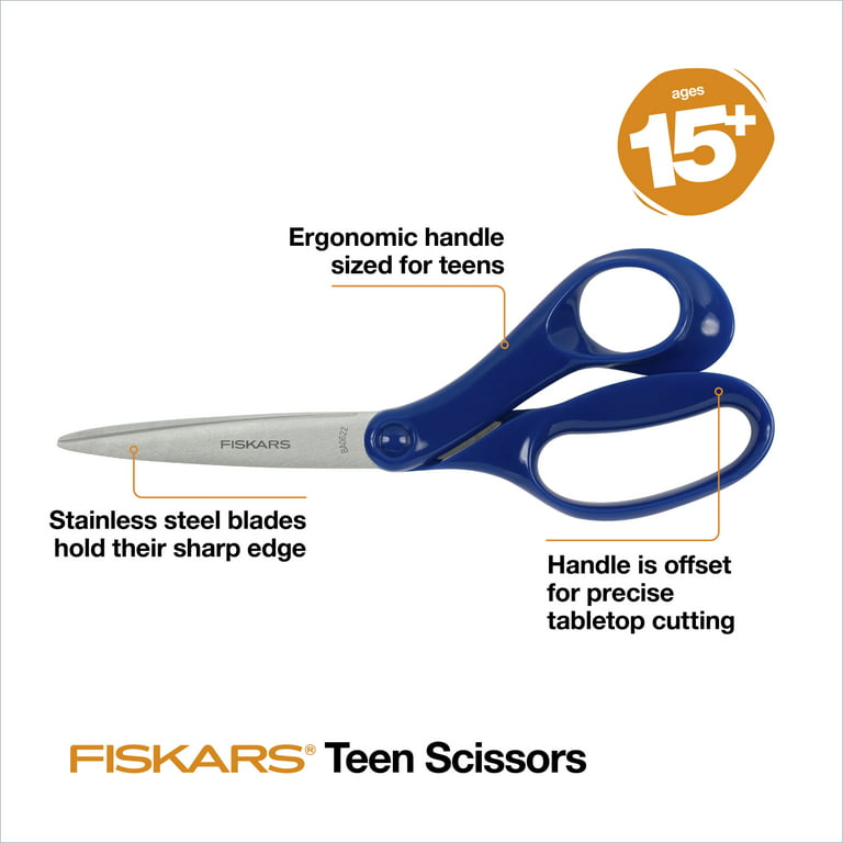 Fiskars Graduate Scissors, 8 inch, Pointed, Scissors for School or Office, Dark Blue