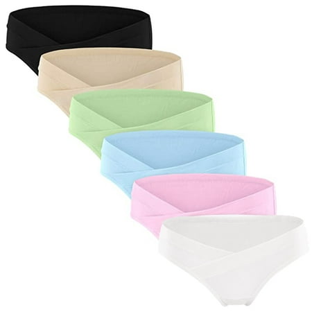 

TAIAOJING Women s Cotton Thong Maternity Pregnant Low Waist V Shaped Pregnancy Postpartum Underwear Panties Pack of 6
