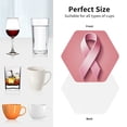 thumbnail image 6 of Ribbon Breast Cancer Awareness Leather Drink Coasters for Drinks (6 Pack) for Tabletop Protection Hexagon, 6 of 6
