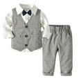 thumbnail image 2 of HAOTAGS Boys 4 piece Formal Suit Set, Long Sleeved Pants Collared Dress Shirt Button - Up Vest with Tie Sets White 3-4 Years, 2 of 7