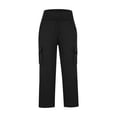 thumbnail image 4 of Girls Wide Leg Cargo Pants Size 10-12 Drawstring High Waist Sweat Pants Flap Pocket Hiking Trousers 7T, 4 of 6
