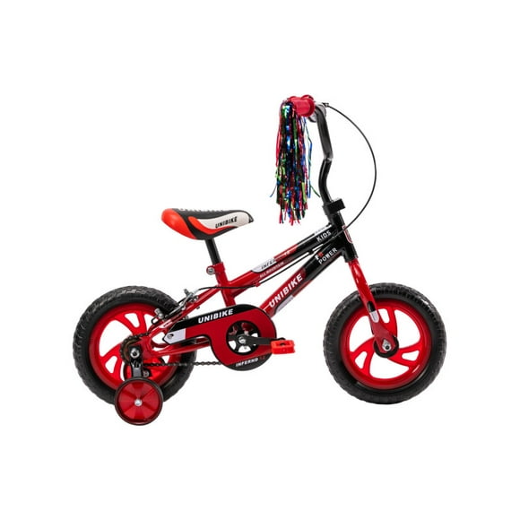 Bicicleta Infantil Unibike rodada 12 con ruedas de entrenamiento Rojo 12