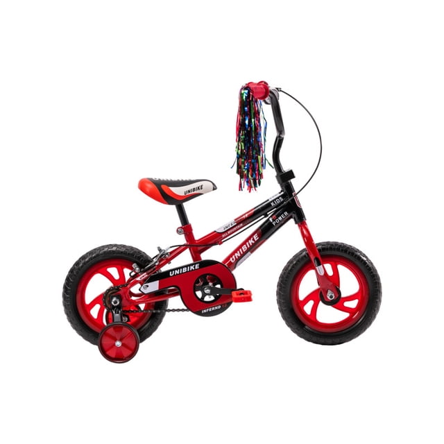 Bicicleta Infantil Unibike rodada 12 con ruedas de entrenamiento Rojo 12