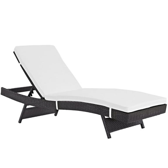 Modern Contemporary Urban Design Outdoor Patio Balcony Chaise Lounge Chair, White, Rattan