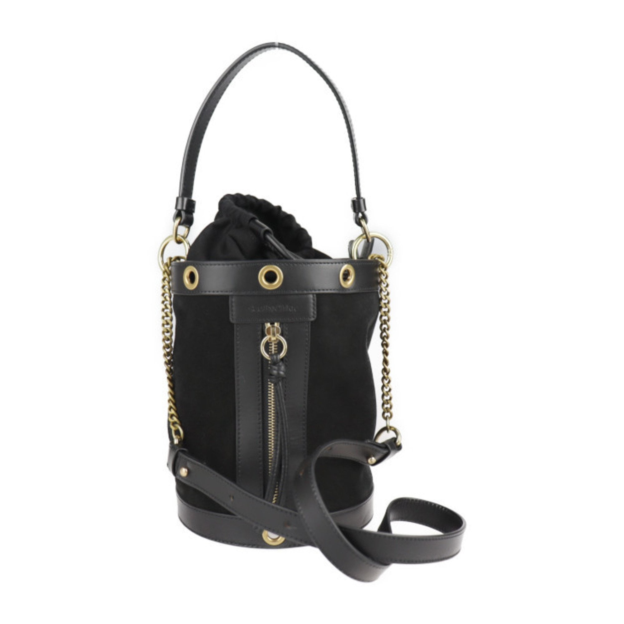 Authenticated Used See by Chloé SEE BY CHLOE sea by Chloe Debbie handbag suede leather black gold metal fittings 2WAY shoulder bag tote