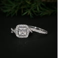 thumbnail image 3 of 2ct Square Moissanite Wedding Ring Set - Vintage Inspired Halo – Twisted Band with Pave Accents in 18K Yellow Gold over Silver, 3 of 8