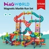 Mag World Magnetic Marble Run Set - 115 Pieces, Magnetic Stem Toy, Building Tile for Girls and Boys