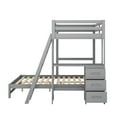 thumbnail image 7 of Abrihome Twin over Full Bunk Bed with Built-in Desk and Three Drawers,Gray, 7 of 7