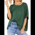 thumbnail image 3 of Camiseta Holgada Informal de Verano de Corta para Mujer. Verde Oscuro XL, 3 of 8