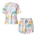 thumbnail image 2 of Yiaed Zebra Colourful Print Short Sleeve Pajama Sets for Women Casual Crew Neck 2 Piece Lounge Sets Women's Short-Sleeved Pajama-XX-Large, 2 of 5