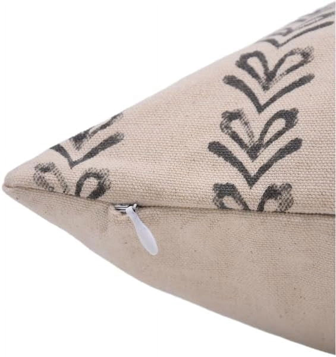 Fabdivine Handmade Duck Canvas Block Print Pillow Cover 16x16 Black Floral Cushion for Home Decor