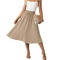thumbnail image 7 of cocolona Womens Skirts for Women Summer Elastic Waist Flowy A Line Midi Skirts Fashion Casual Loose Beach Vacation Skirts with Pockets Khaki L, 7 of 7