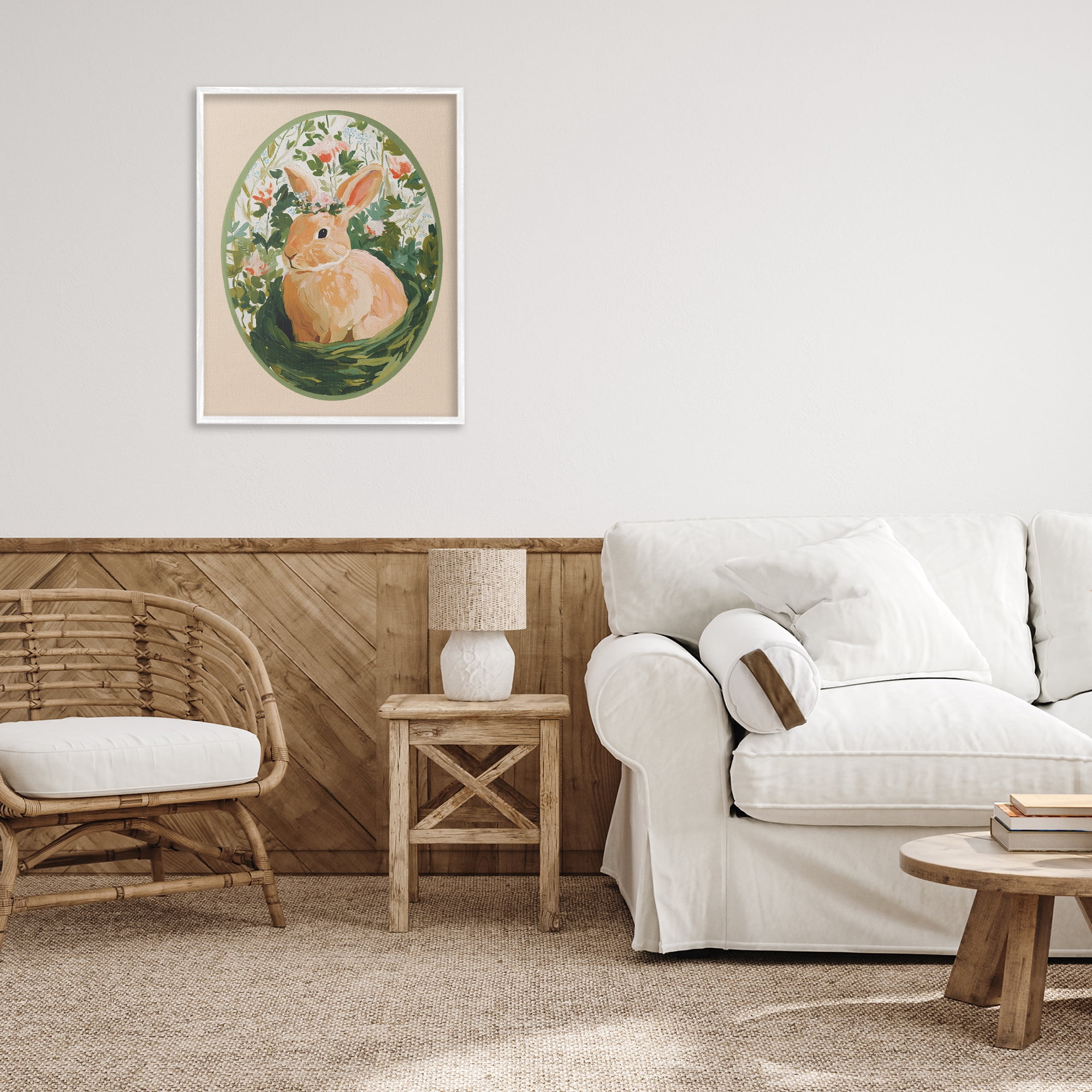 Stupell Industries Bloom Nest Bunny White Framed Giclee Art, design by Yen
