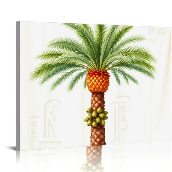 RKSupls Pineapple Palm Tree Canvas Wall Art, Tropical Surreal Fruit Wall Decor Print, Modern Artwork for Living Room Bedroom Office Home Decor,16x12in
