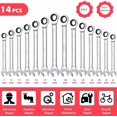 thumbnail image 4 of Towallmark 14 Piece Metric Ratcheting Wrench Set, 72-Tooth Chrome Vanadium Steel Wrenches, With Storage Bag, Ideal For Auto Repair Garage DIY Projects, 4 of 9
