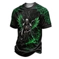 thumbnail image 2 of Dwelliawo Men's Streetwear Halloween Short Sleeve Casual T Shirt Crew Neck Cemetery Ghost Graphic Pullover Green L, 2 of 4