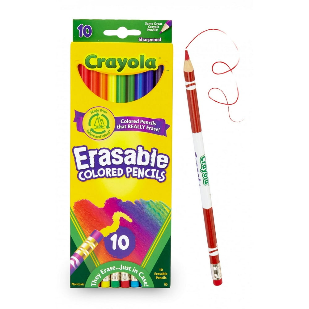 Crayola Erasable Colored Pencils, Assorted Colors, Beginner Child, 10