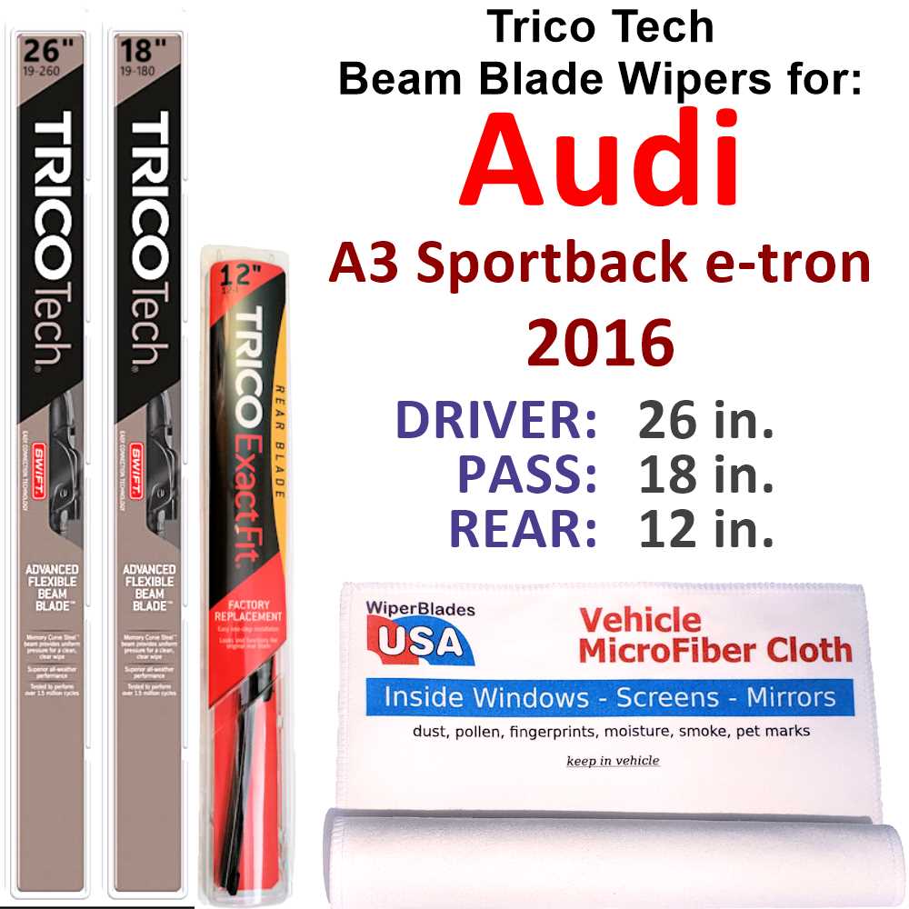 2016 Audi A3 Sportback etron Beam Blade Wipers (Set of 3) w/Rear Wiper