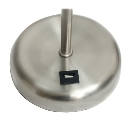 Limelights - Stick Lamp with USB charging port and Fabric Shade - Silver/Tan