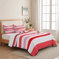 thumbnail image 5 of King Quilt Set 96''x106'', Red Pink Striped Lightweight Summer Bedspread Coverlet Set with 2 Pillow Shams, Farmhouse Stripes Simple Art Breathable All Season Quilt Bedding for Bedroom/Guest Room, 5 of 9